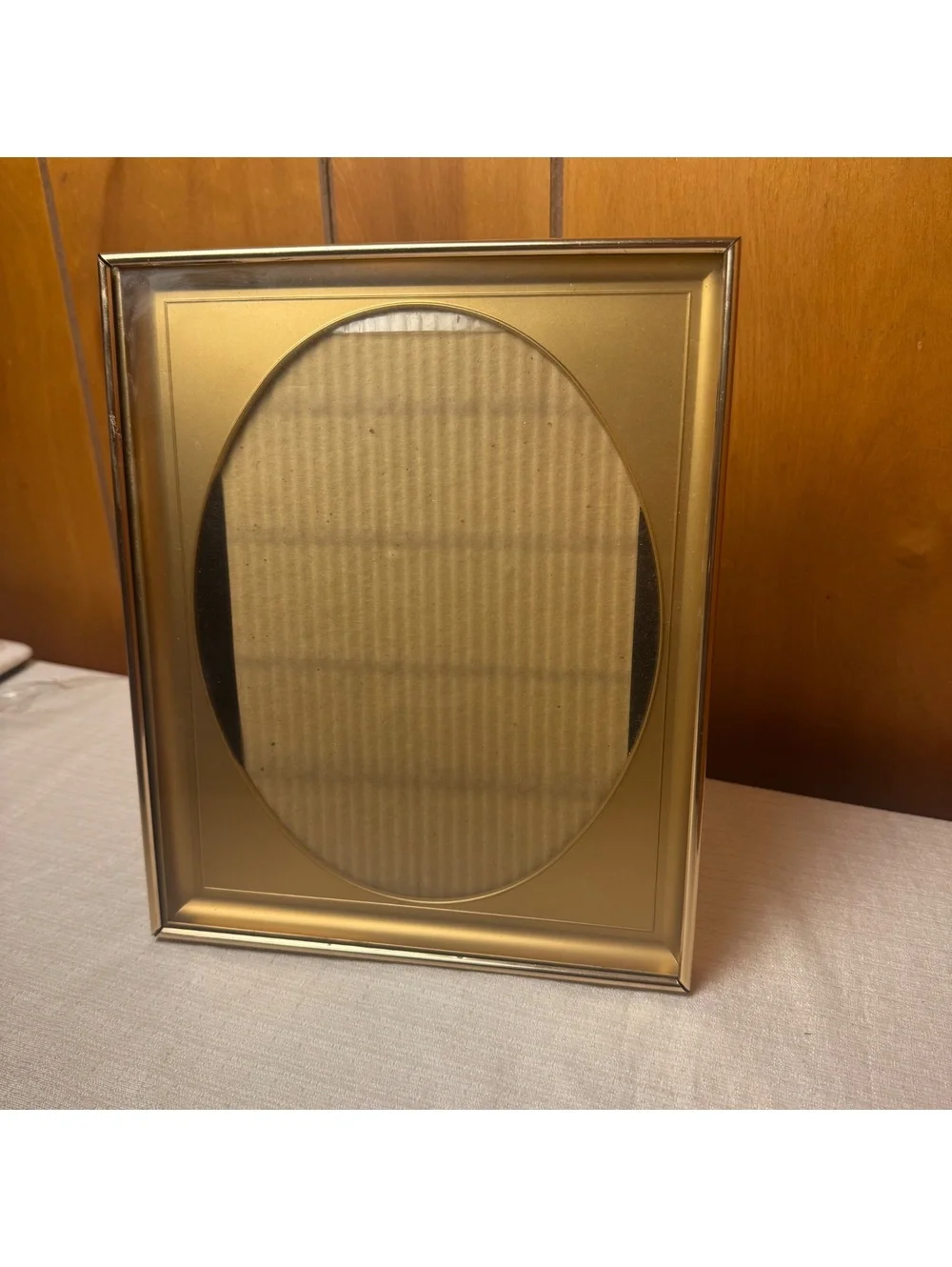 Vintage Brass Oval 8x10 Picture Frame Metal Easel Back Tabletop Display